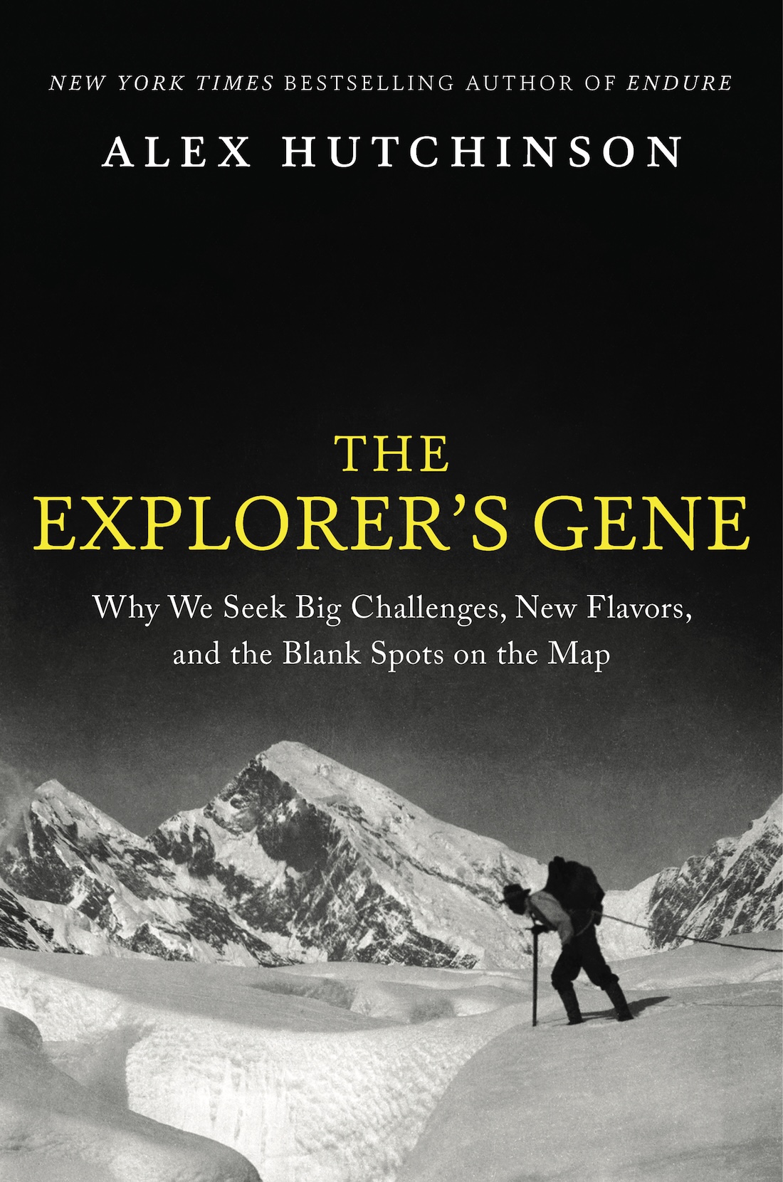 Jacket cover of ALex Hutchinson's book "The Explorer's Gene"
