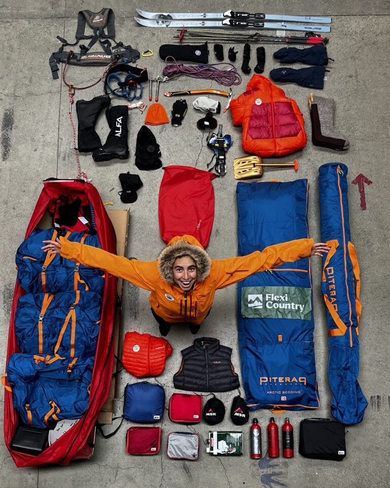 Andy with all of her supplies for a 2-month expedition