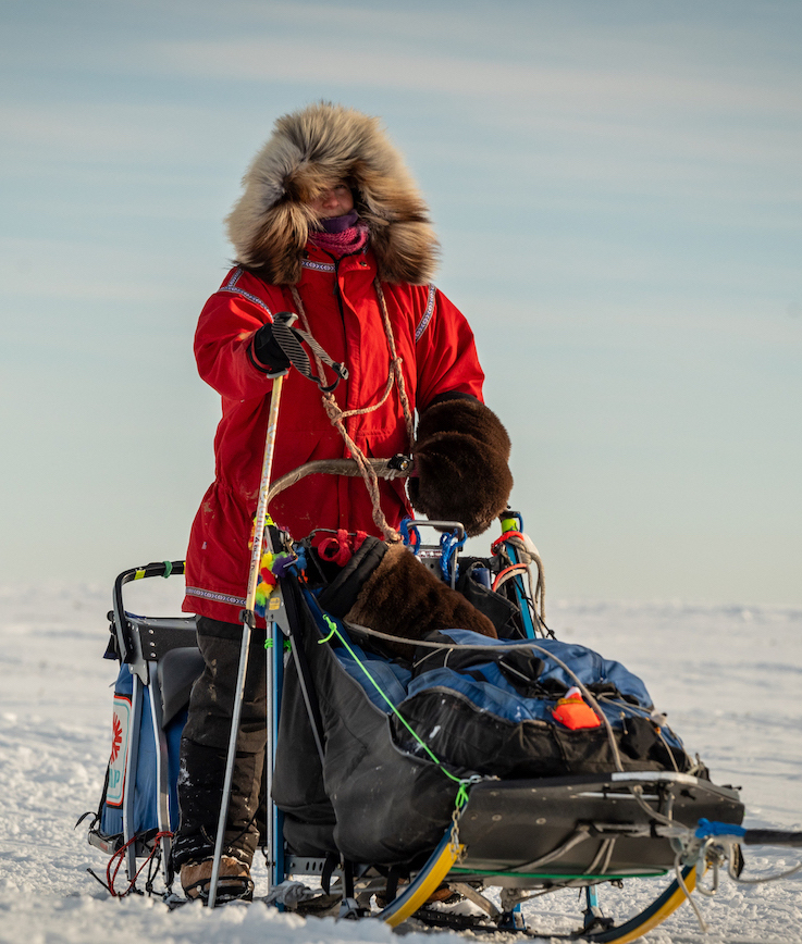 Anna on her sled