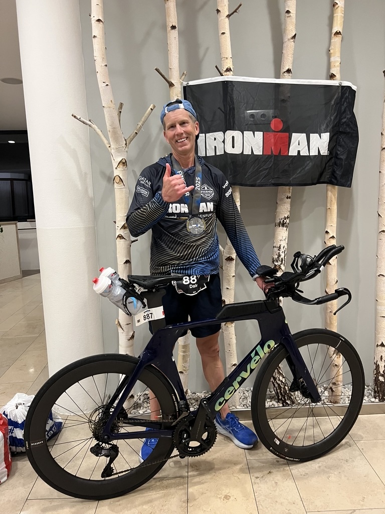 Dale after completing his first Ironman race