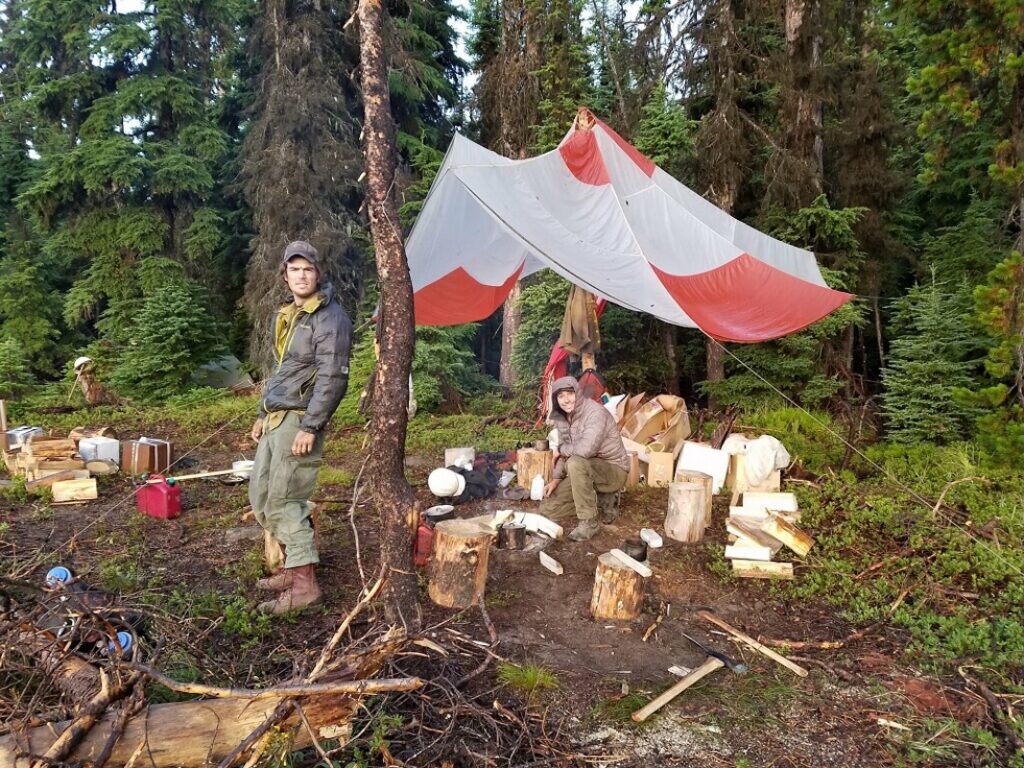 Smoke jumper's camp in the forest