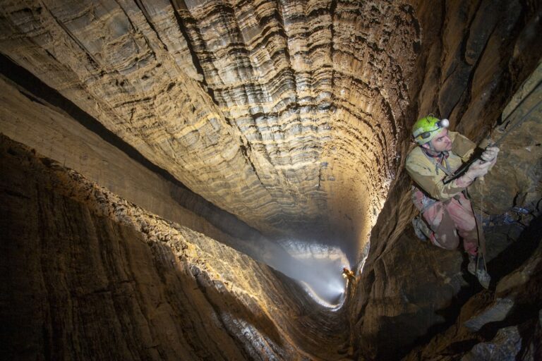 A bottomless shaft in a cave