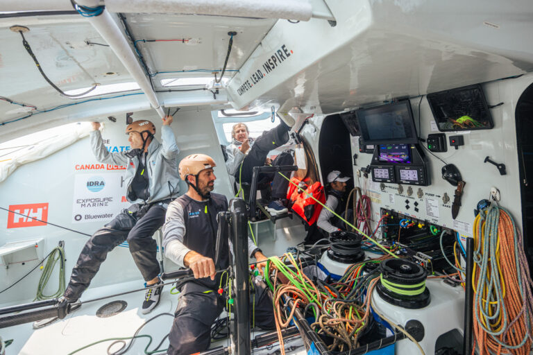 Cockpit of an IMOCA 60 sailboat