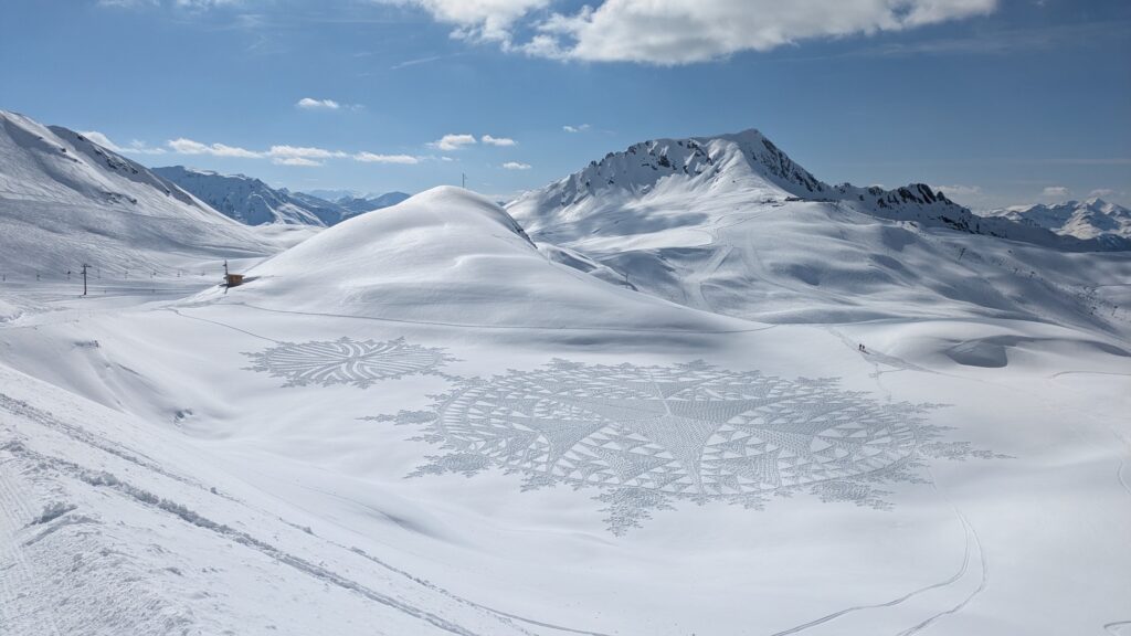 A completed snow drawing