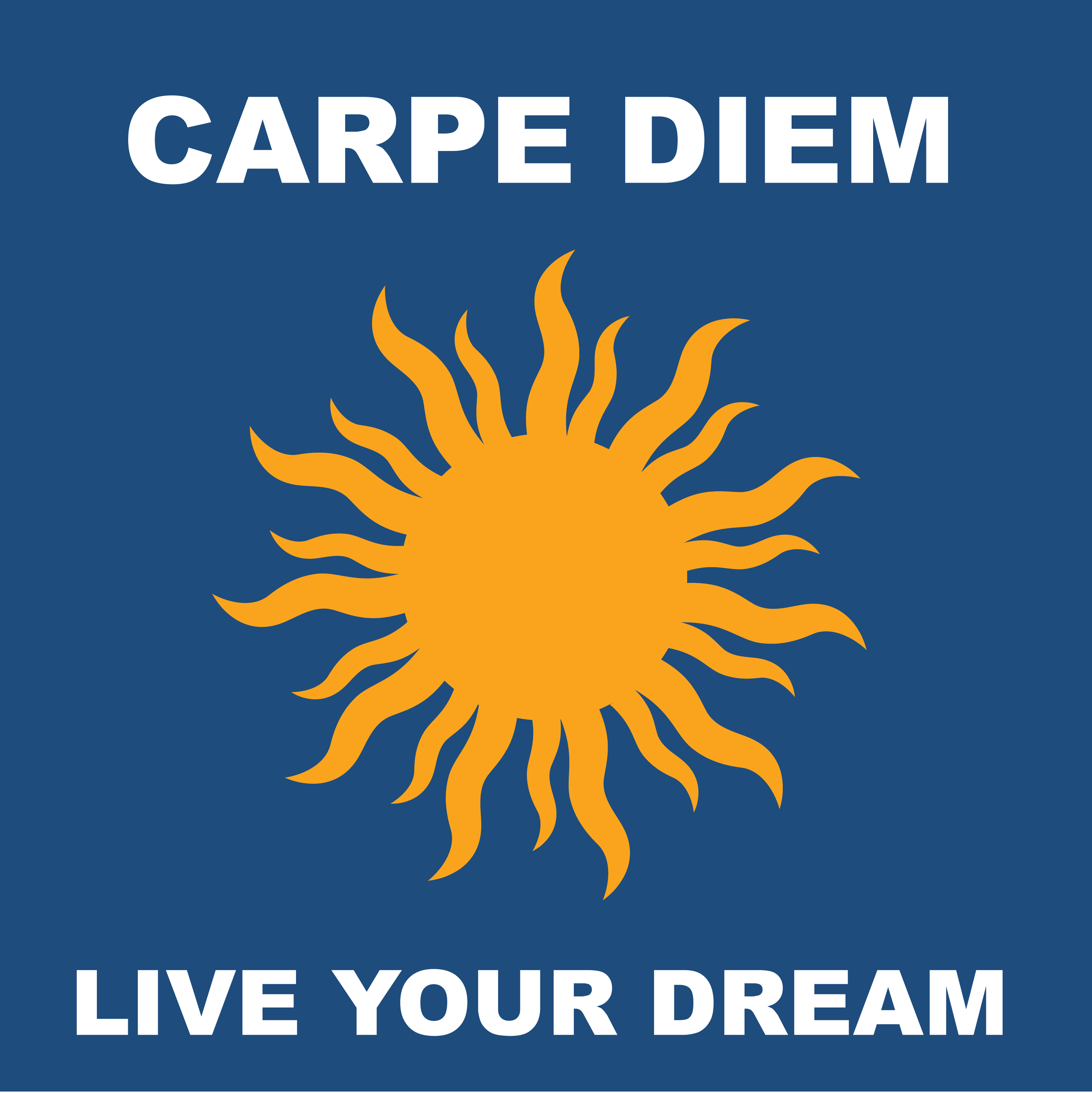 The "Carpe Diem: Live Your Dream" podcast cover logo