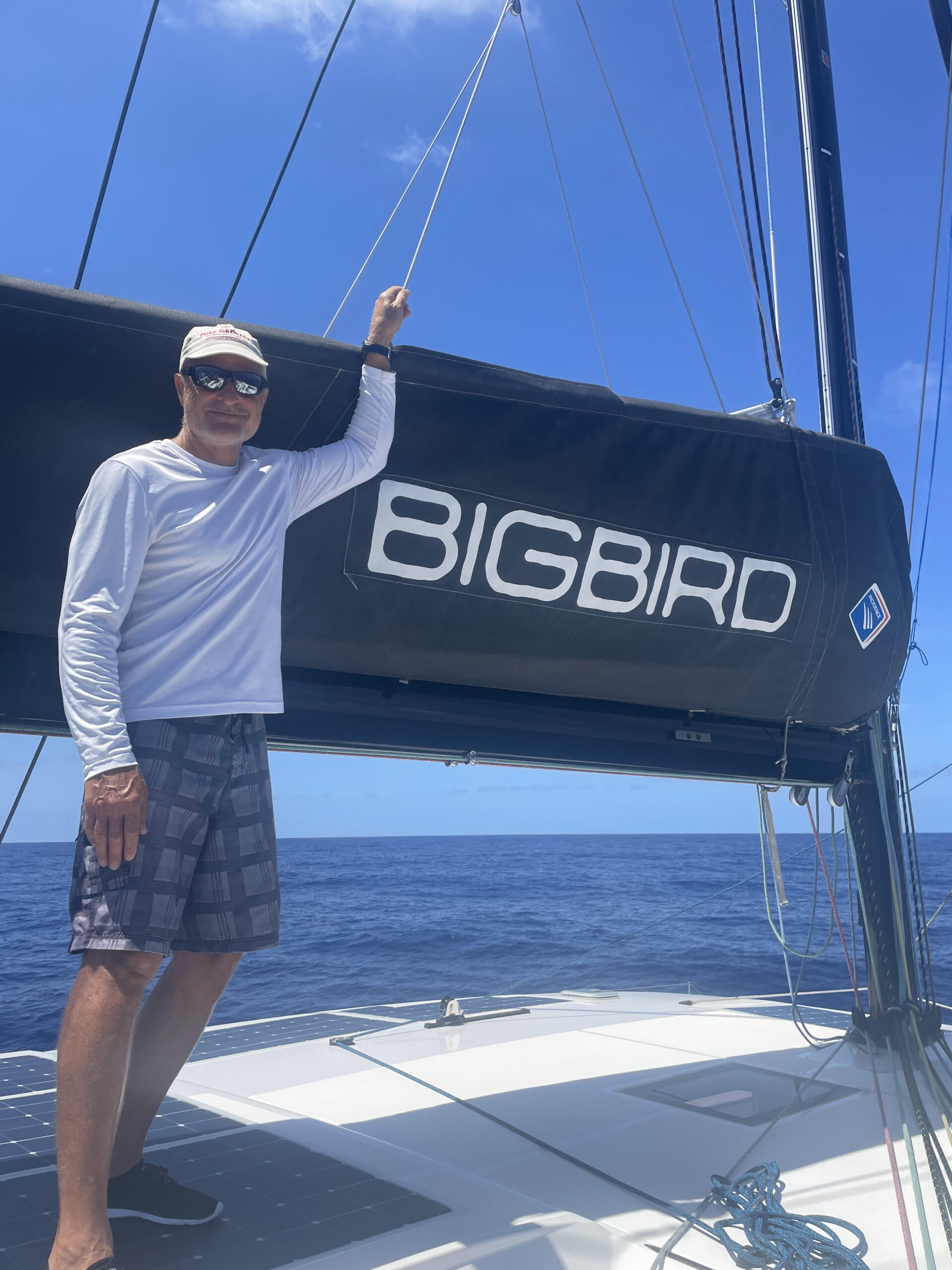 Captain O'Leary on his winning sailboat "Big Bird"