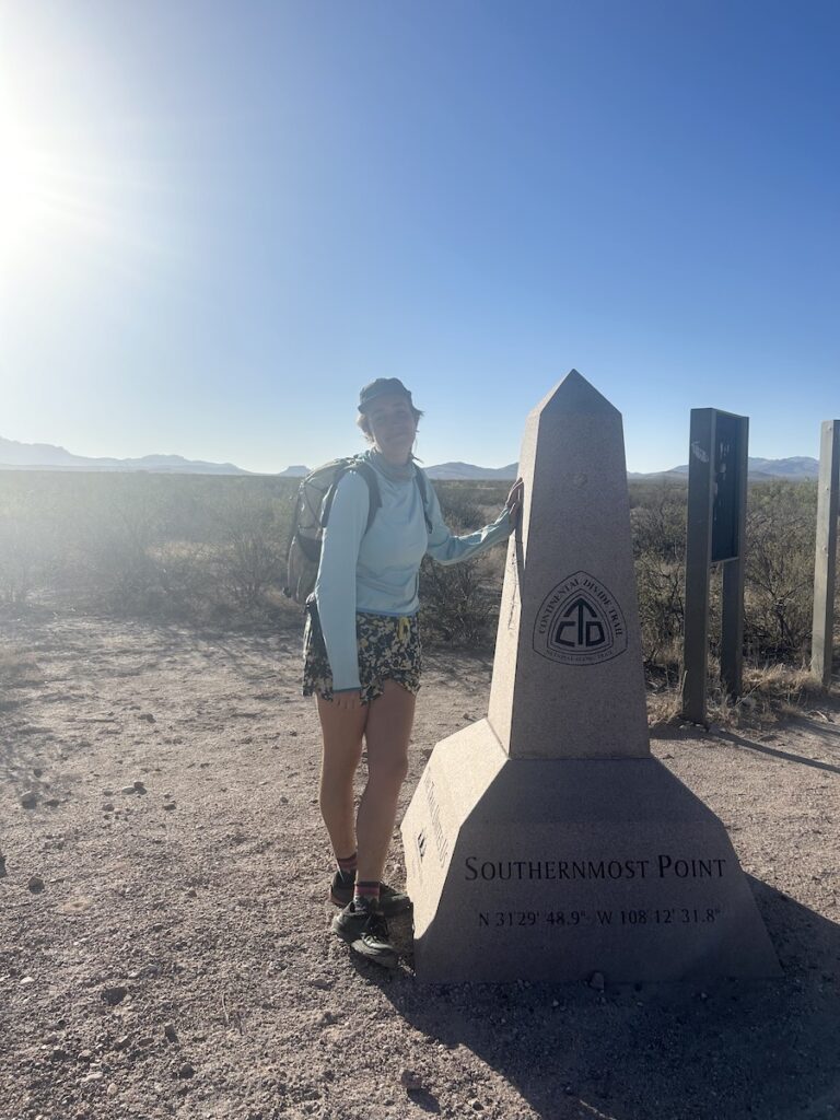 Grace at the CDT Southern terminus
