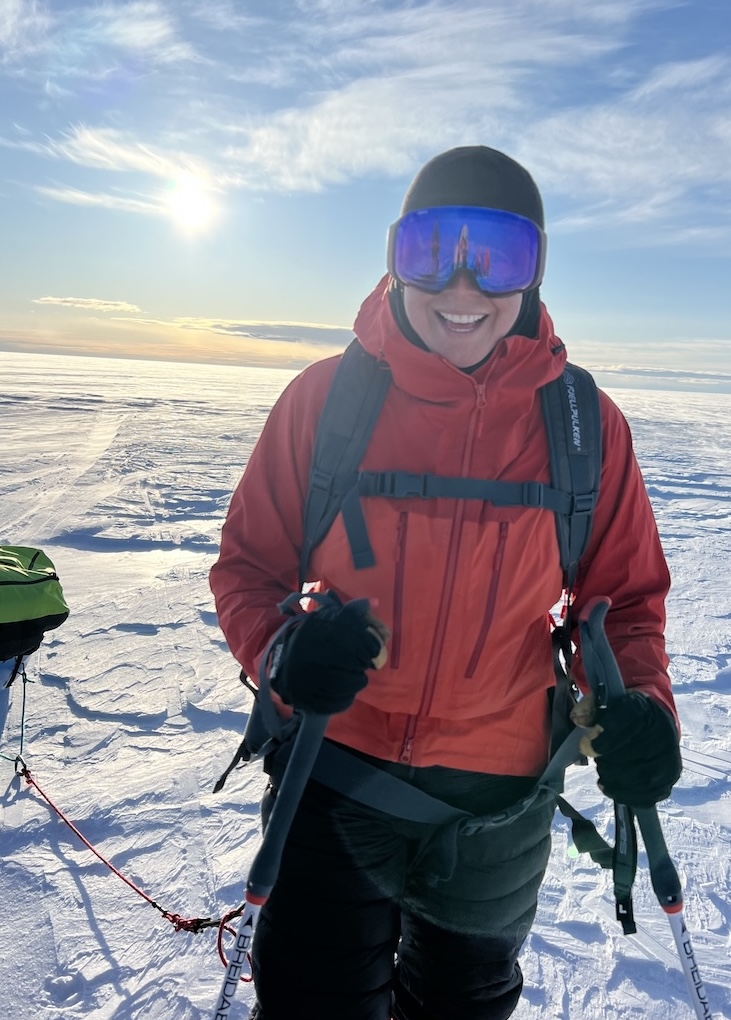 Andrea smiling big in the artic