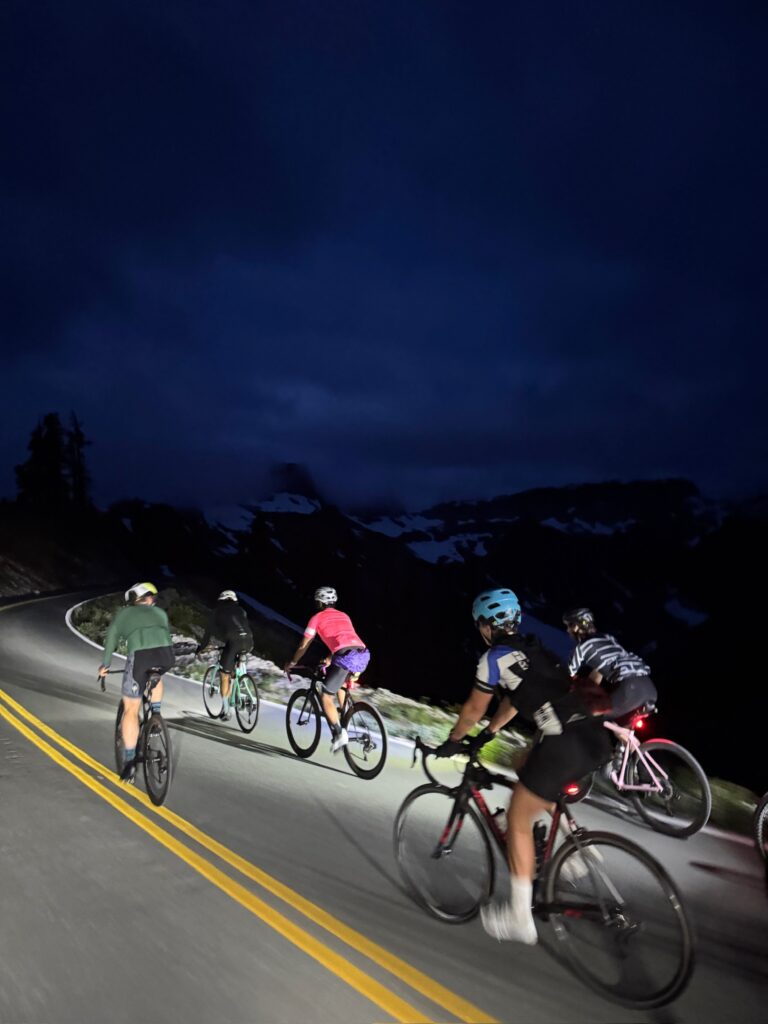 Cyclists during their pre-dawn ride