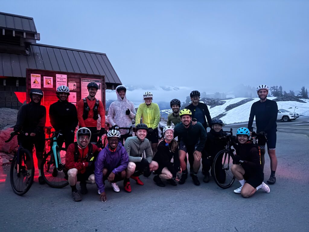 The cyclists atop Mt. Baker