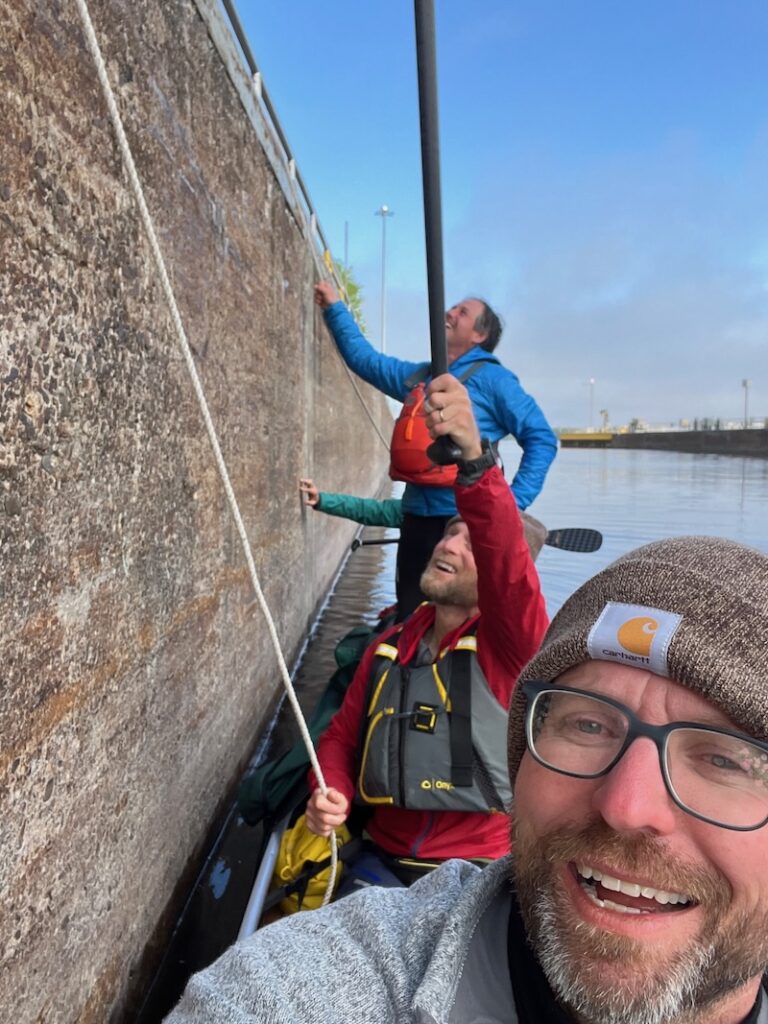Locking the canoe through