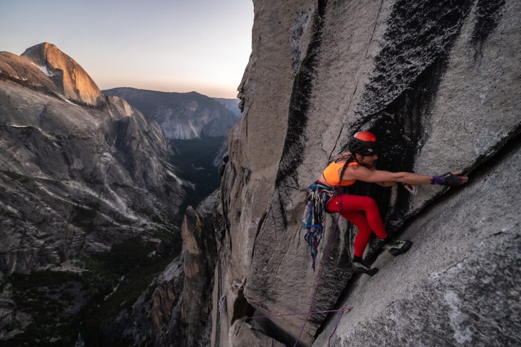 Climbing a crack on the big wall