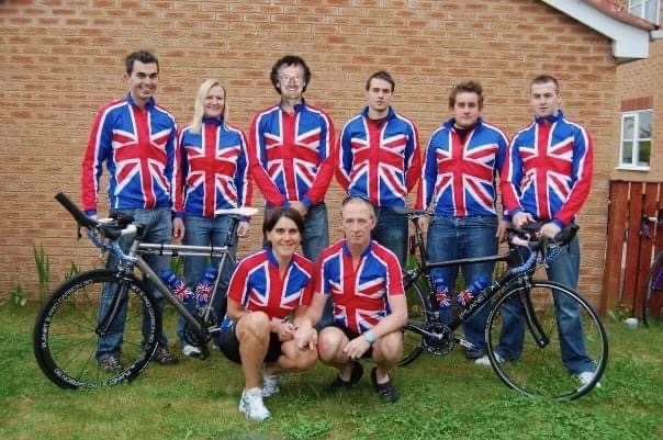 The British RAAM team decked out in their flag jerseys