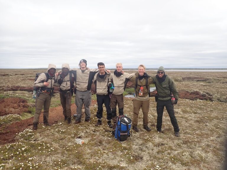 Expedition team posing on the tundra