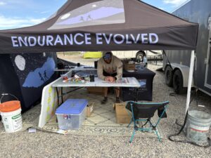 Chase, the co-race director at his command post