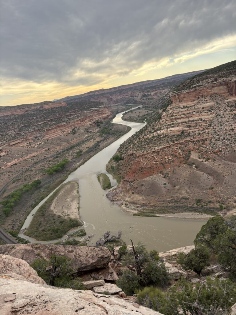 Looking down from the trail on the Colorado River Valley