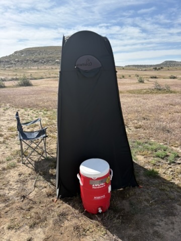 The "deluxe" shower at the race's base camp