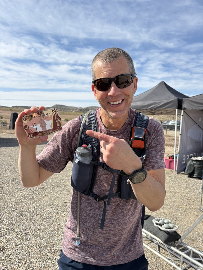 My belt buckle for completing the 220 mile Pilgrimage race